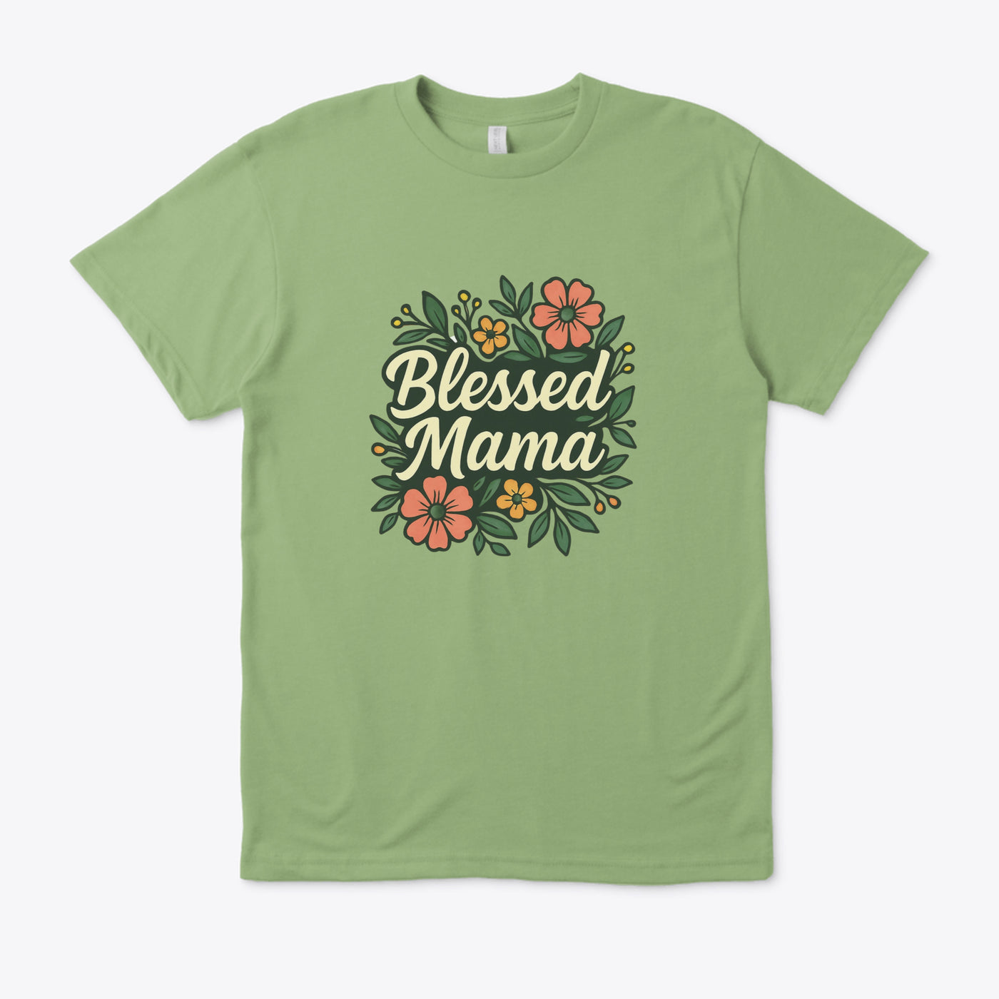 T-shirt “ Blessed Mama” Fleuri – Cadeau Idéal Fête des Mères, Nouvelles Mamans, Confort Décontracté au Quotidien