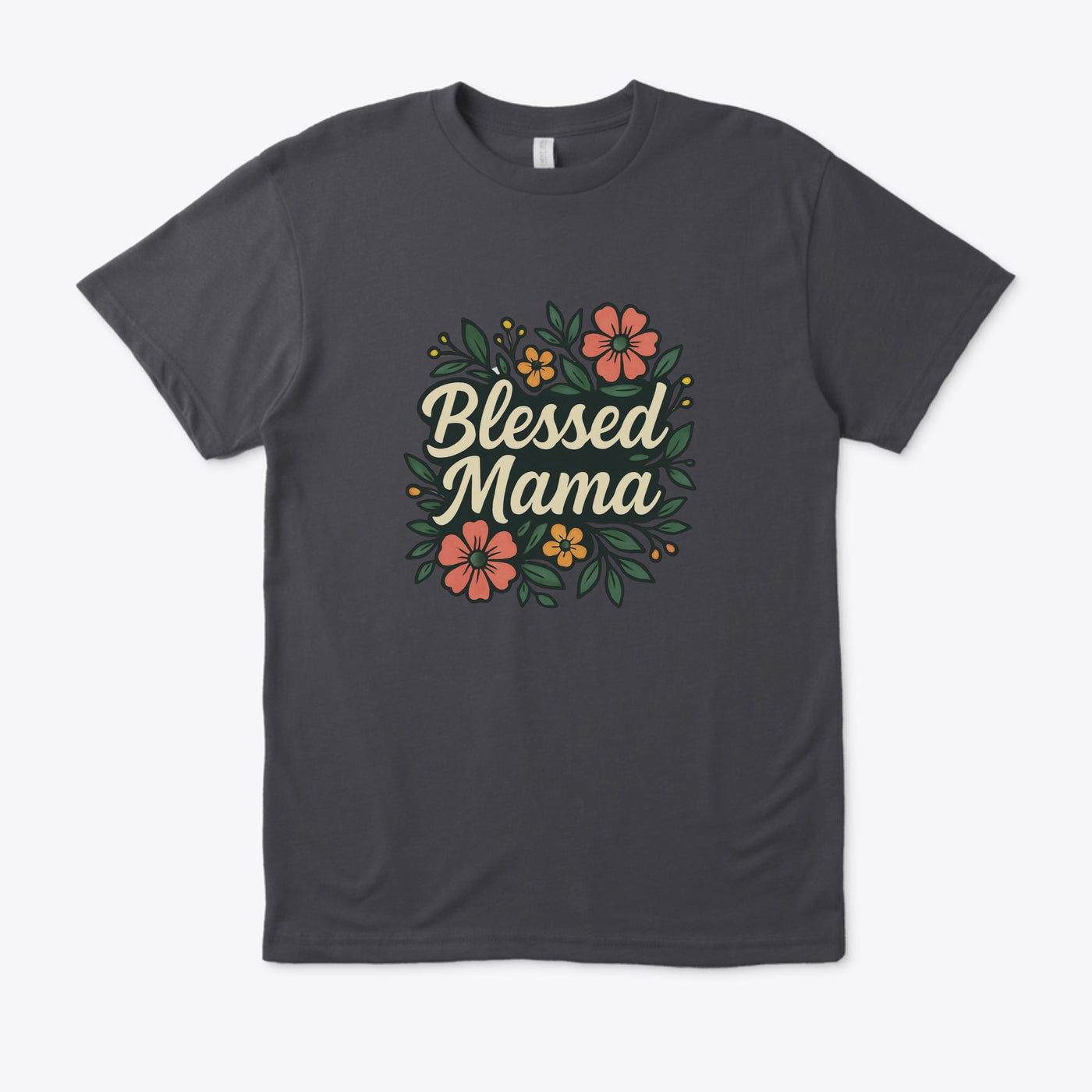 T-shirt “ Blessed Mama” Fleuri – Cadeau Idéal Fête des Mères, Nouvelles Mamans, Confort Décontracté au Quotidien