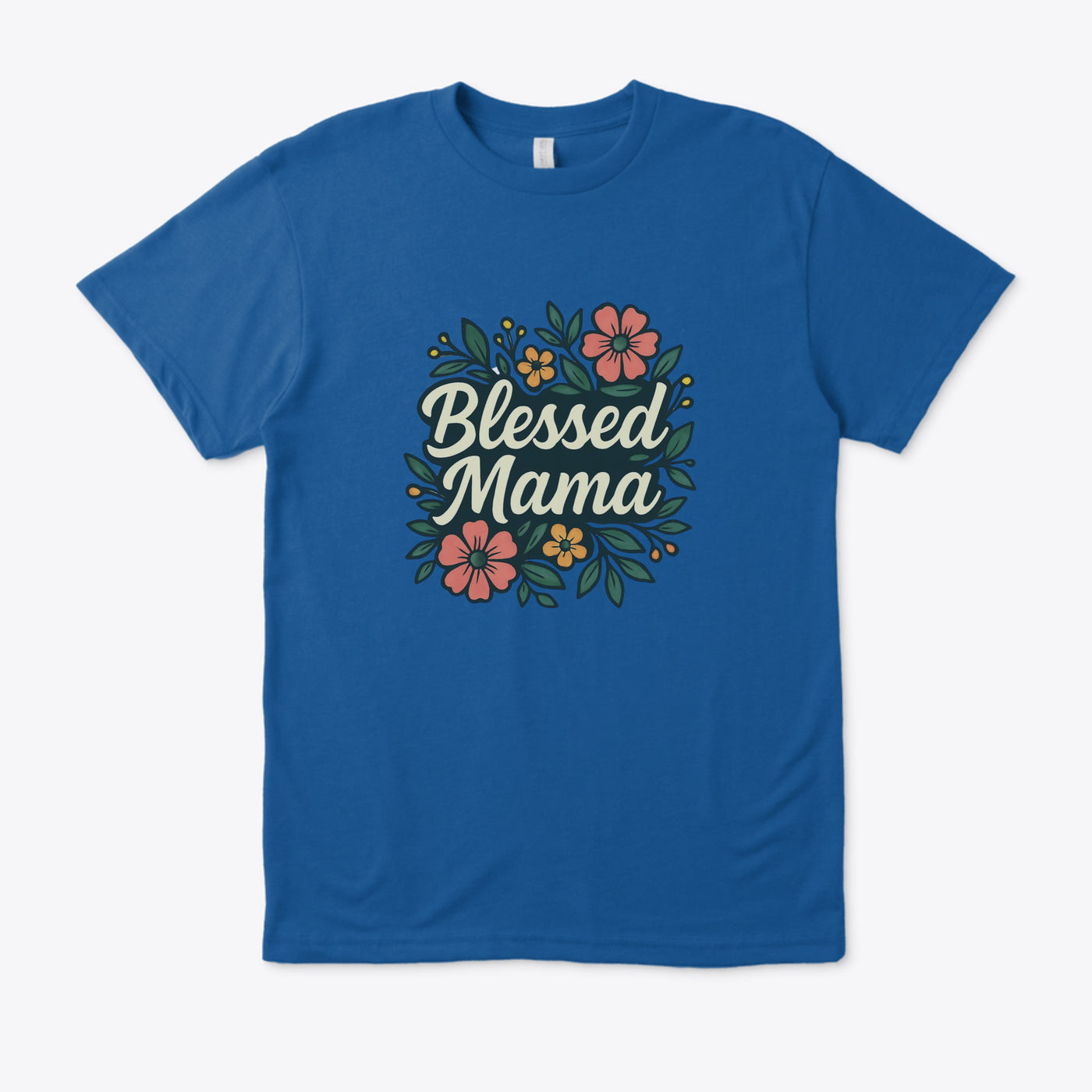T-shirt “ Blessed Mama” Fleuri – Cadeau Idéal Fête des Mères, Nouvelles Mamans, Confort Décontracté au Quotidien