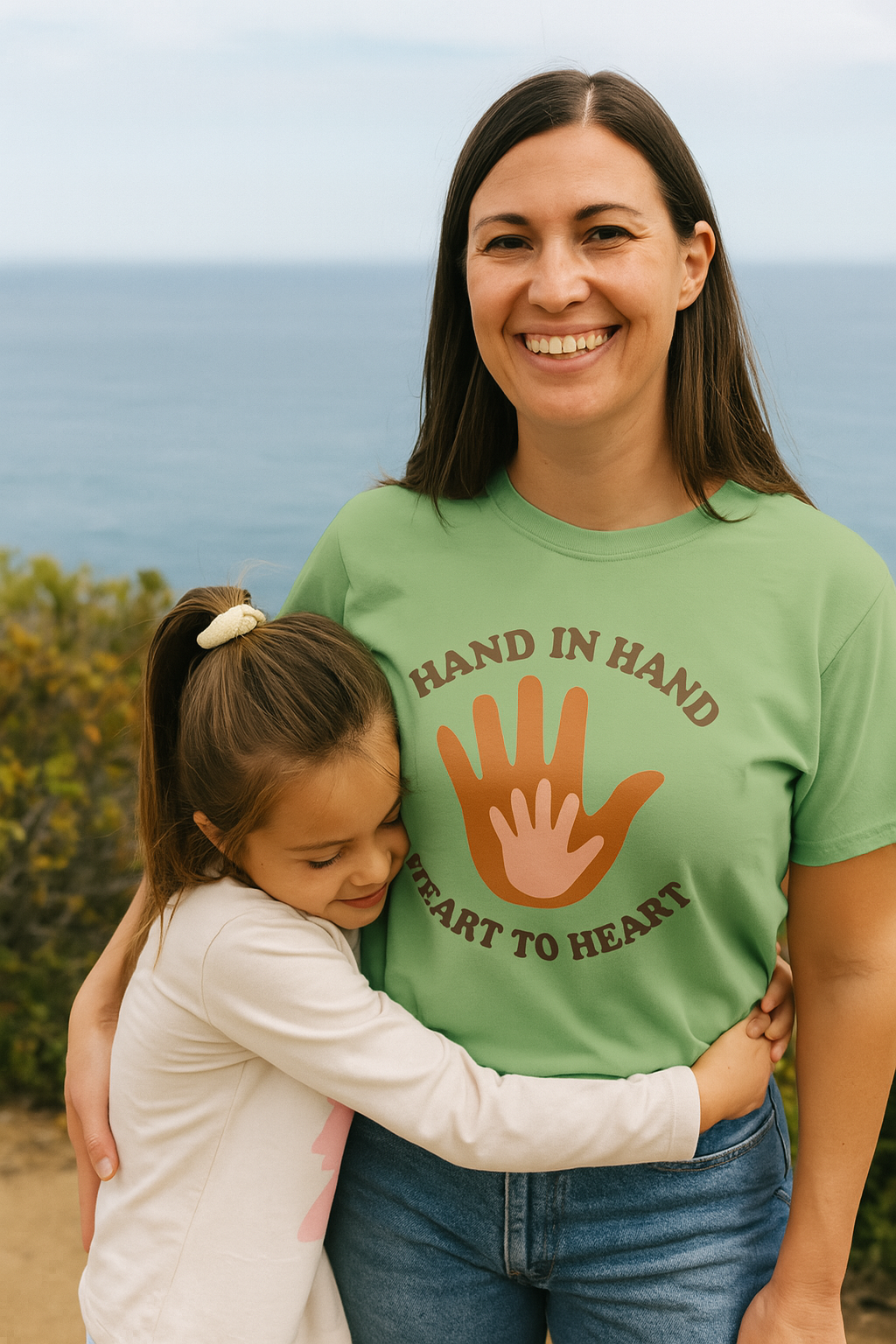 T-shirt Unisexe “Main dans la Main, Cœur à Cœur” – Amour & Amitié, Cadeau Parfait, Tenue Décontractée pour Fêt