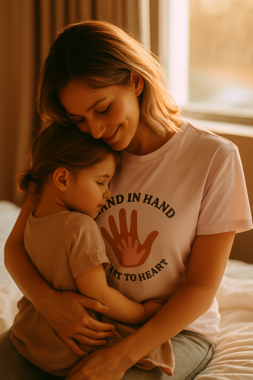 T-shirt Unisexe “Main dans la Main, Cœur à Cœur” – Amour & Amitié, Cadeau Parfait, Tenue Décontractée pour Fêt