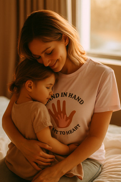 T-shirt Unisexe “Main dans la Main, Cœur à Cœur” – Amour & Amitié, Cadeau Parfait, Tenue Décontractée pour Fêt