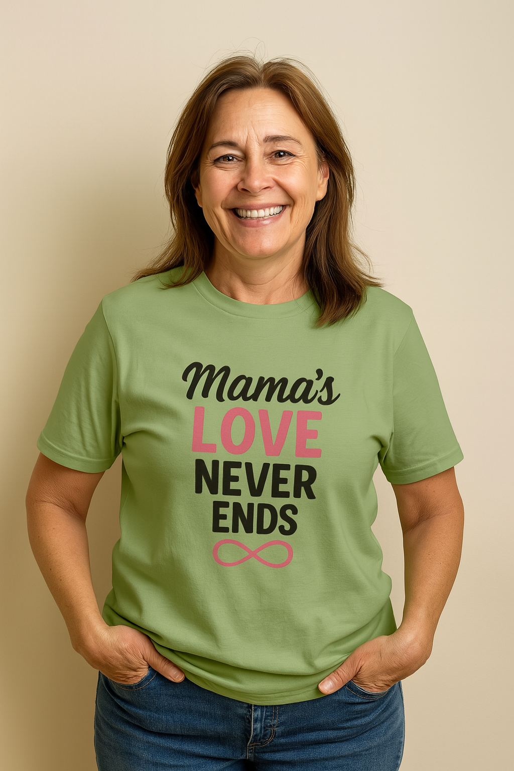 T-shirt Unisexe “L’Amour d’une Maman est Éternel” – Cadeau Fête des Mères, Famille, Motif Infini, Haut Mignon pour Maman