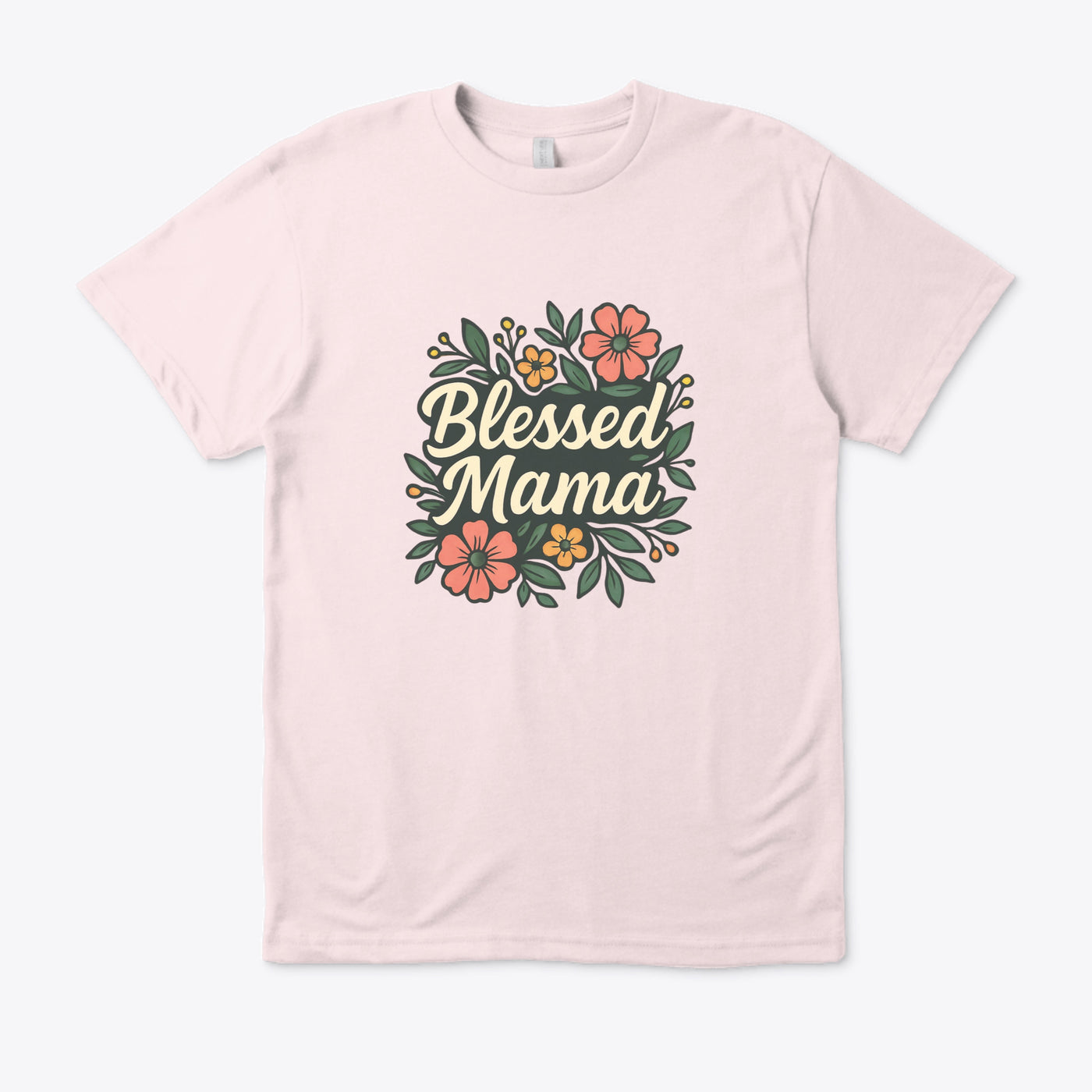 T-shirt “ Blessed Mama” Fleuri – Cadeau Idéal Fête des Mères, Nouvelles Mamans, Confort Décontracté au Quotidien